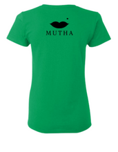 Load image into Gallery viewer, Fearless, Confident, badass t-shirt. Fearless mother, confident Mother fashion. Sexy fitted t-shirt with bold words. Mother fashion. Green and Black fitted t-shirt.