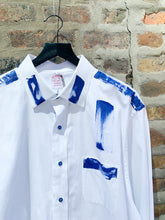 Load image into Gallery viewer, PAINTED ABSTRACT DRESS SHIRT ( SANTORINI BLUE)
