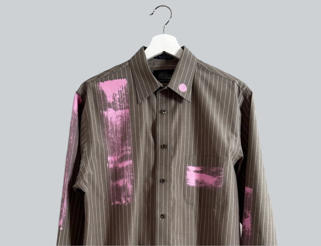 MOCHA MOUSSE & PINK PINSTRIPE SHIRT