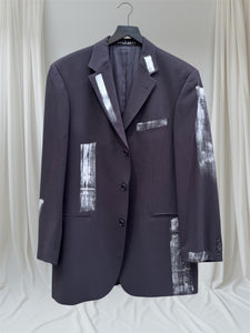 NIOR VINTAGE SILVER METALLIC ABSTRACT BLAZER