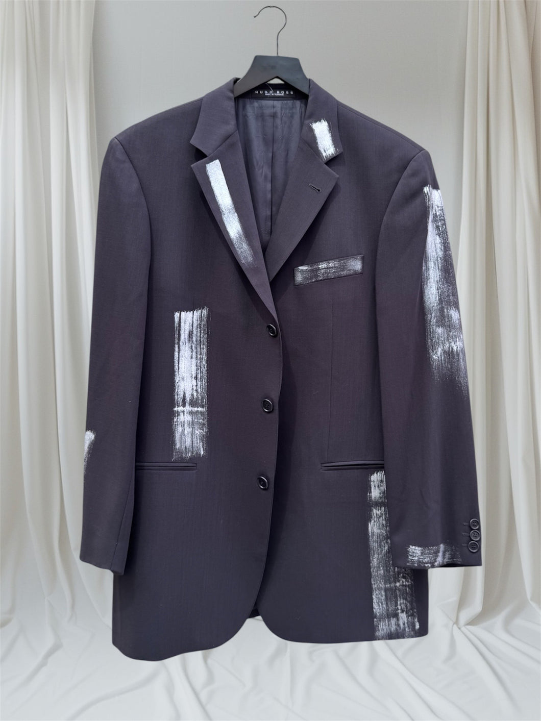 NIOR VINTAGE SILVER METALLIC ABSTRACT BLAZER